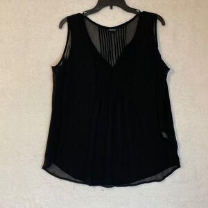 Torrid Black Pintuck Georgette Sleeveless V-Neck Blouse Plus Size 1 11742332